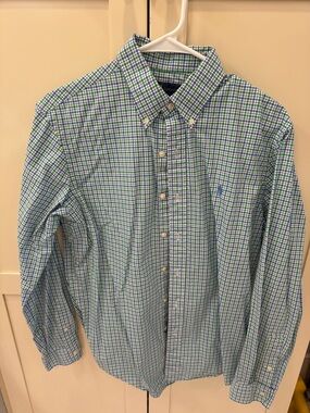 Ralph Lauren Blue and Green Check Button-Down Shirt